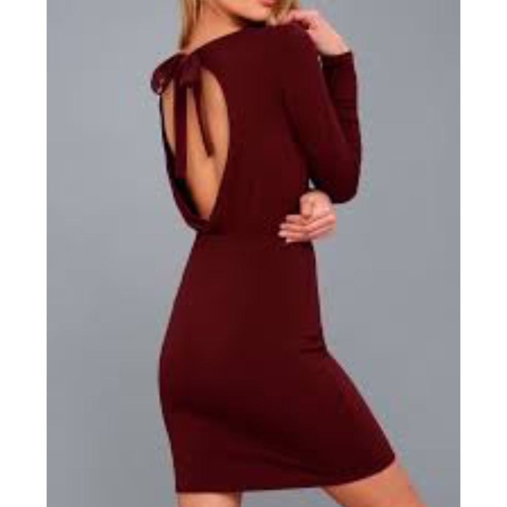Vision of Love Burgundy Long Sleeve Bodycon Dress